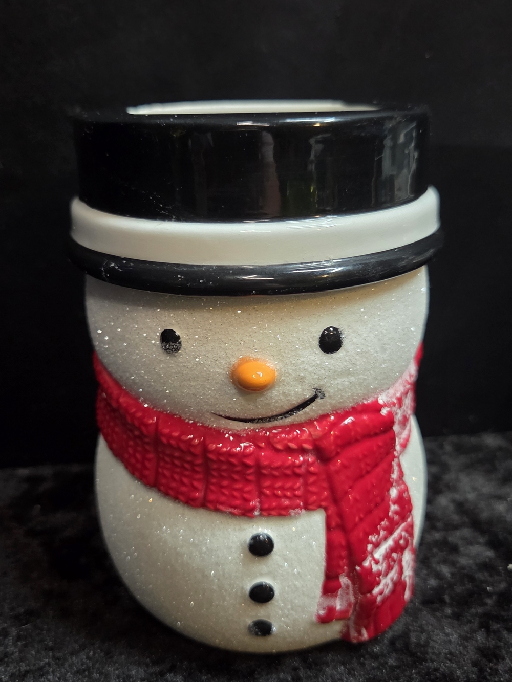 Bath & Body Works White Snowman Canister with Red Scarf and Black Hat